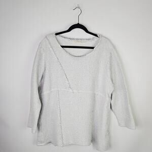 Soft Surroundings Textured Knit Tunic Sweater Top Light Gray Long Sleeve Large
